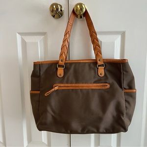 Leather & Nylon Satchel - EUC